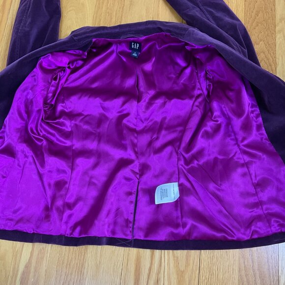 Gap Blazer Velvet Purple Single Breasted Y2K Pockets (8) - Picture 5 of 8